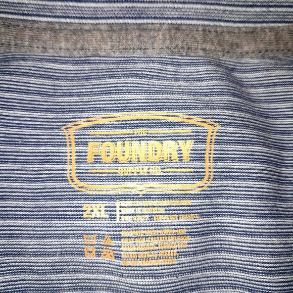 The Foundry Supply Co Men's Big & Tall 2XL Navy White Striped Short Sleeve Shirt - Picture 6 of 6